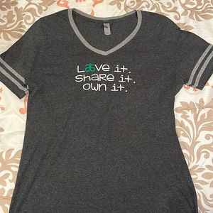 Custom Arbonne size Large V-neck ringer tee